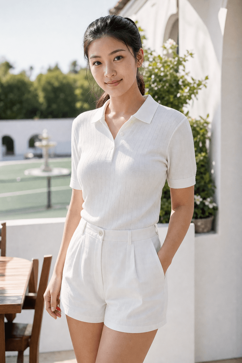 Sunlit Tennis Terrace