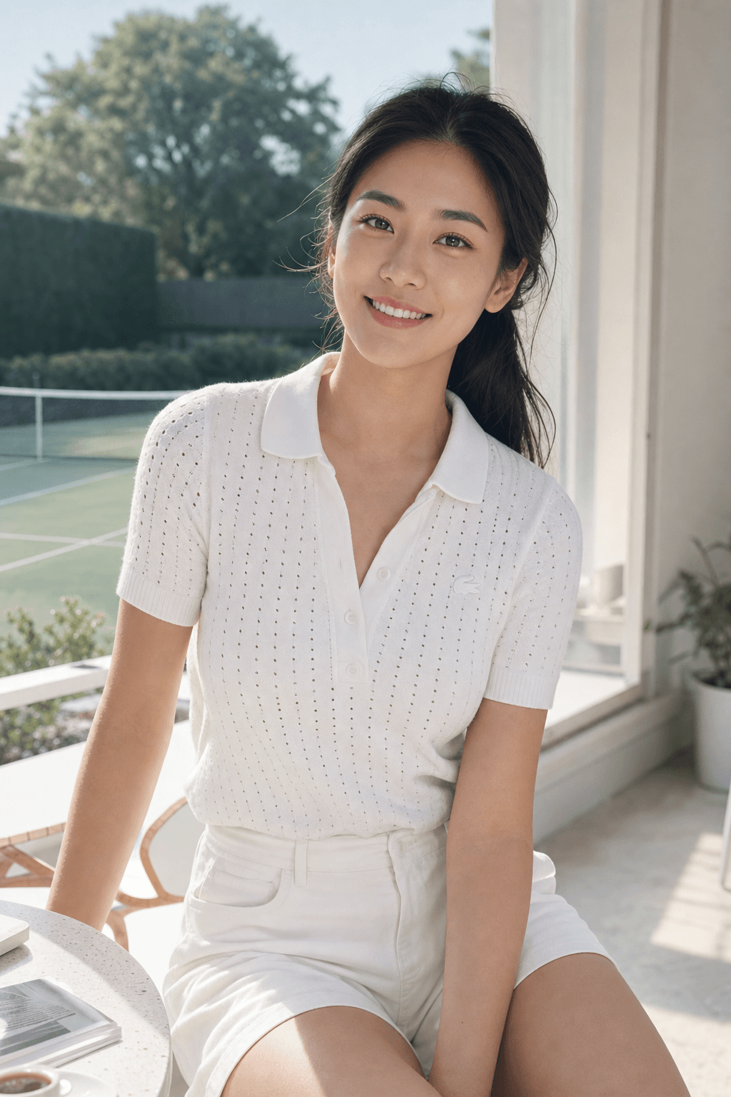 Sunlit Tennis Club Terrace