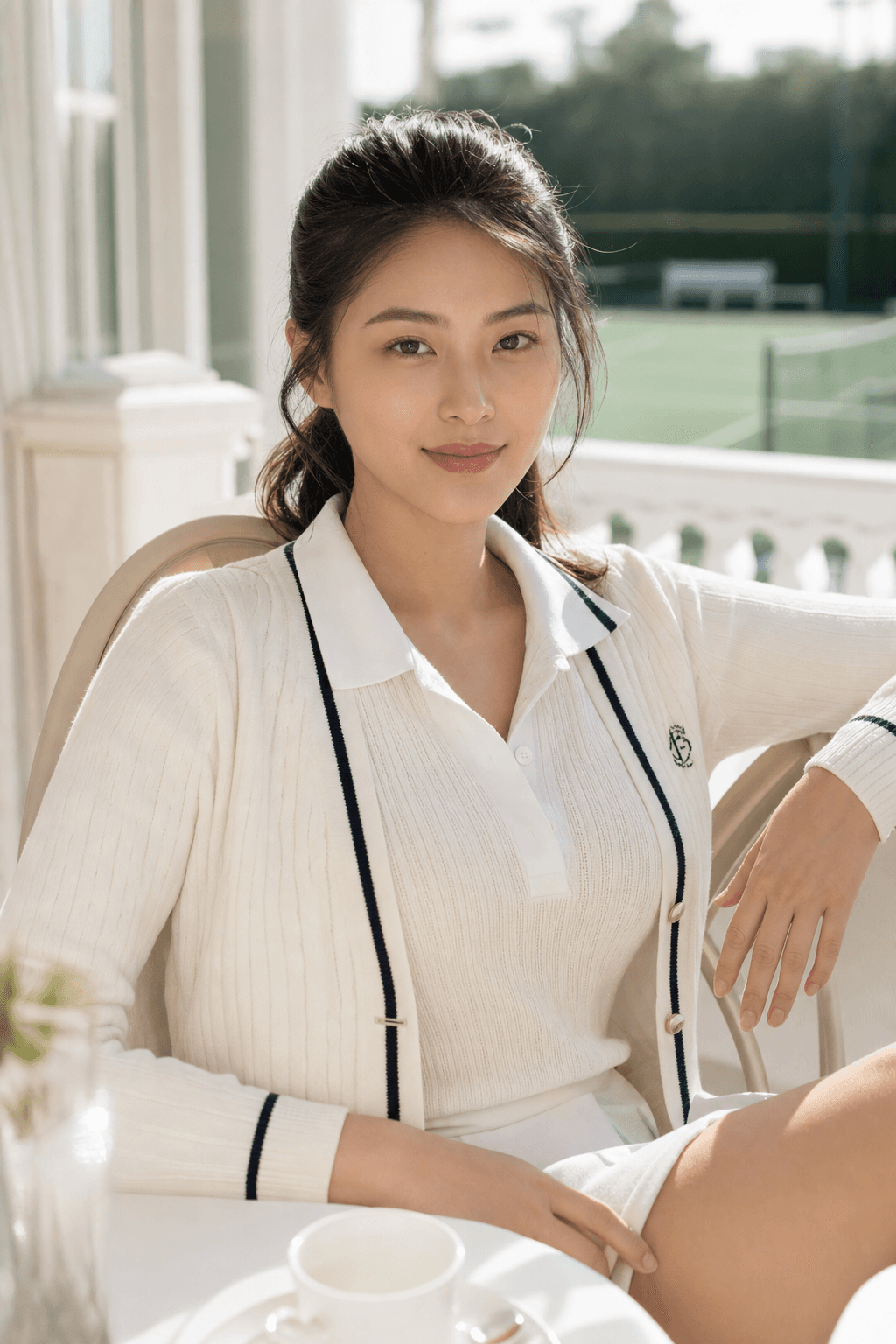 Sunlit Tennis Terrace