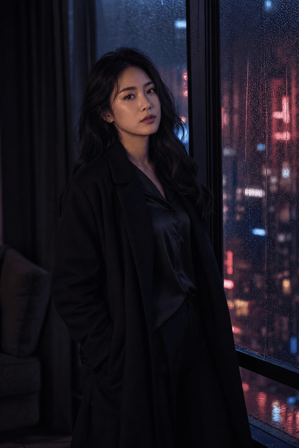 Rainy Neon After-Hours Editorial